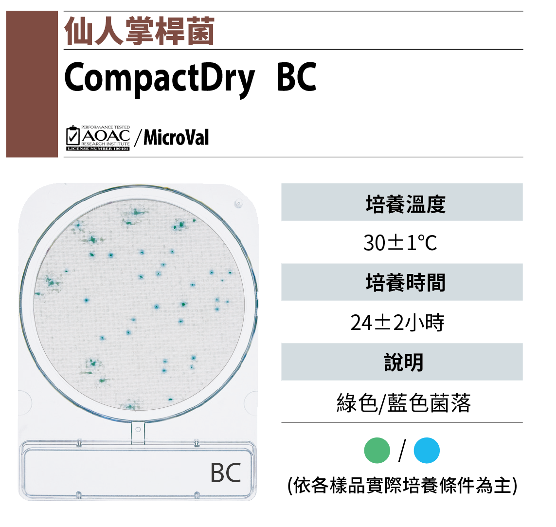 Compact Dry X-BC仙人掌桿菌測試片